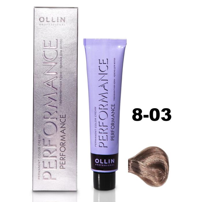 Крем-краска для волос Ollin Professional Performance, тон 8/03 светло-русый прозрачно-золотистый, 60 мл