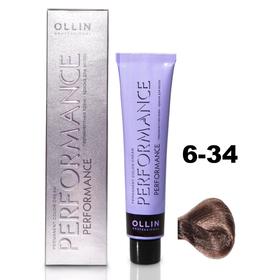 Крем-краска для волос Ollin Professional Performance, тон 6/34 тёмно-русый золотисто-медный, 60 мл