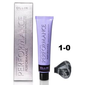 Крем-краска для волос Ollin Professional Performance, тон 1/0 иссиня-чёрный, 60 мл