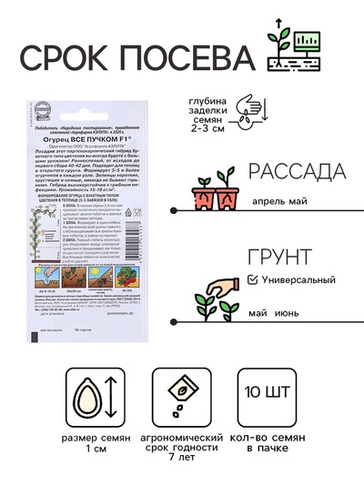 Семена Огурец «Все пучком», F1, 10 шт., «Аэлита»