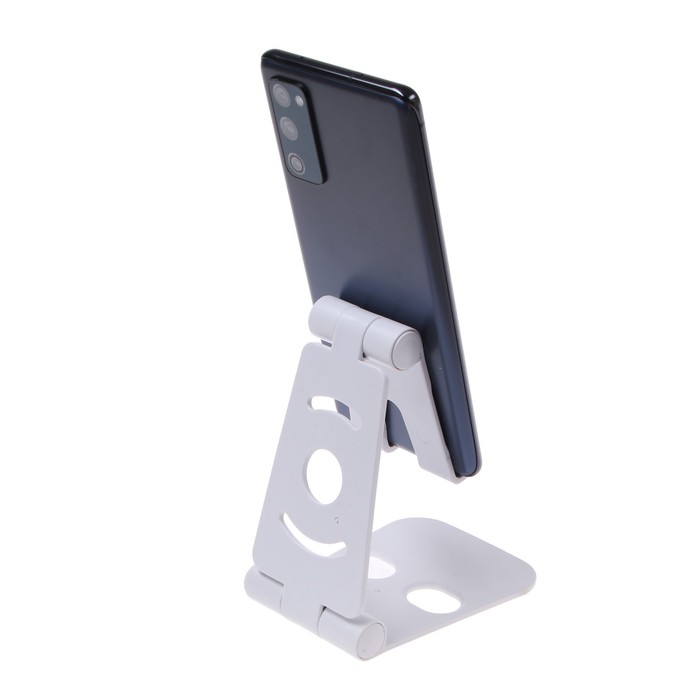 Подставка для телефона LuazON, регулируемая высота, силиконовые вставки, белая - фото 51467964