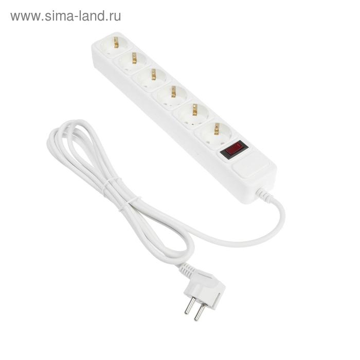 Сетевой фильтр 5bites SP6W-130 6S, 6 розеток, 3 м, 10 А, 3х0.75 мм2, с выкл., белый - Фото 1