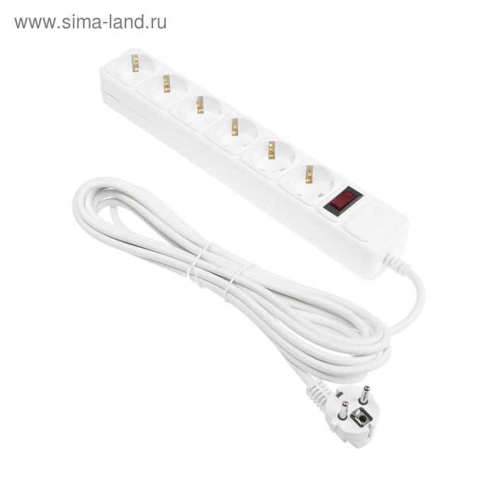 Сетевой фильтр 5bites SP6W-150 6S, 6 розеток, 5 м, 10 А, 3х0.75 мм2, с выкл., белый - Фото 1