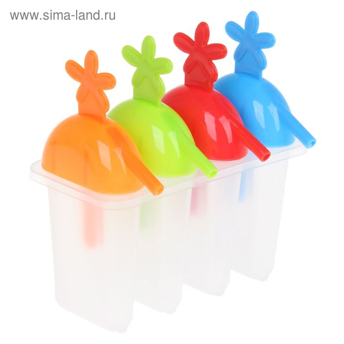 Форма для мороженого «Радуга», 4 ячейки, 80 мл, цвет МИКС - Фото 1