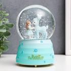 Сувенир полистоун водяной шар музыка, свет "Девочка с единорогом/лосиком" МИКС 12х8х8 см - фото 23218293