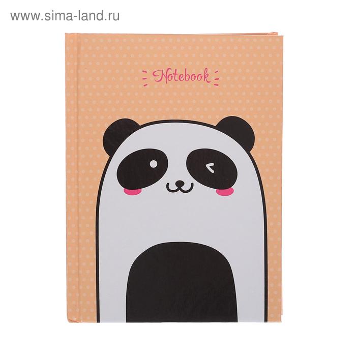 Записная книжка А6, 96 листов "Милая панда", твёрдая обложка, глянцевая ламинация, тонированный блок - Фото 1