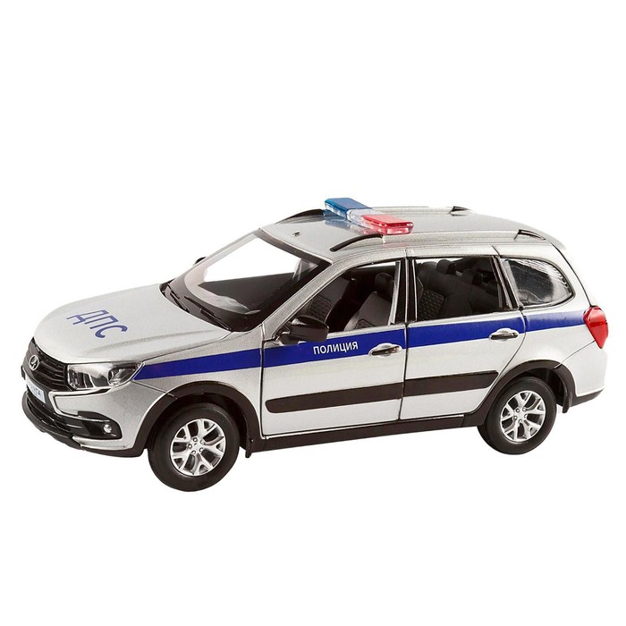 Машина металлическая «Lada Полиция» 1:24, цвет серебряный, открываются двери, капот и багажник, световые и звуковые эффекты - фото 1905693667