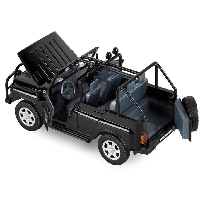 Машина метал «УАЗ-469» 1:24 инерция, цвет чёрный, открываются двери, капот и багажник, световые и звуковые эффекты - фото 1905693684