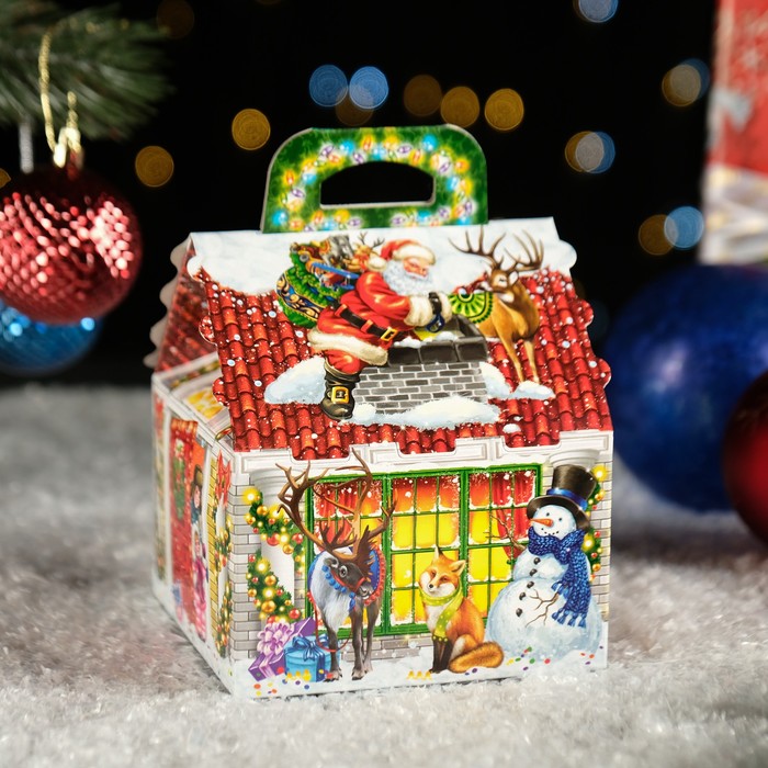 Подарочная коробка "Домик малый "Санта", 12 х 12 х 16,8 см - Фото 1