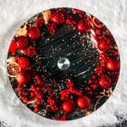 Подставка стеклянная для торта вращающаяся Доляна «Новогодний венок», d=32 см - фото 24195332