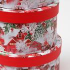 Набор коробок 10 в 1 круглый "Снежная деревня" 35 x 18 - 15,5 x 8,5 см - Фото 4