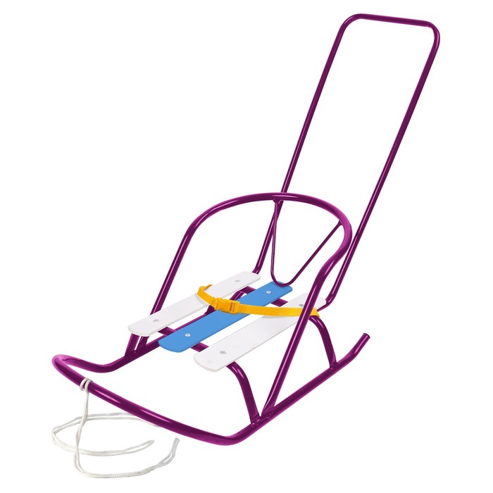 Кукольные санки с толкателем, цвет амарантовый - Фото 1