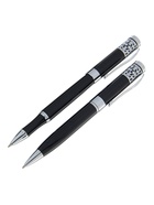 Набор подарочных ручек Calligrata «Гравюра», 2 штуки (капиллярная и шариковая), в футляре кожзам, корпус чёрный - Фото 3