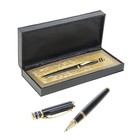 Ручка капиллярная, подарочная "Профи", в кожзам футляре, чёрная с золотом - Фото 2