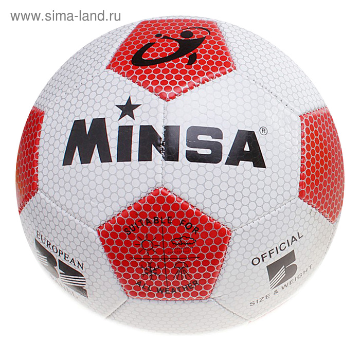 Мяч футбольный Minsa, размер 5, 32 панели, PVC, машинная сшивка, цвета микс - Фото 1