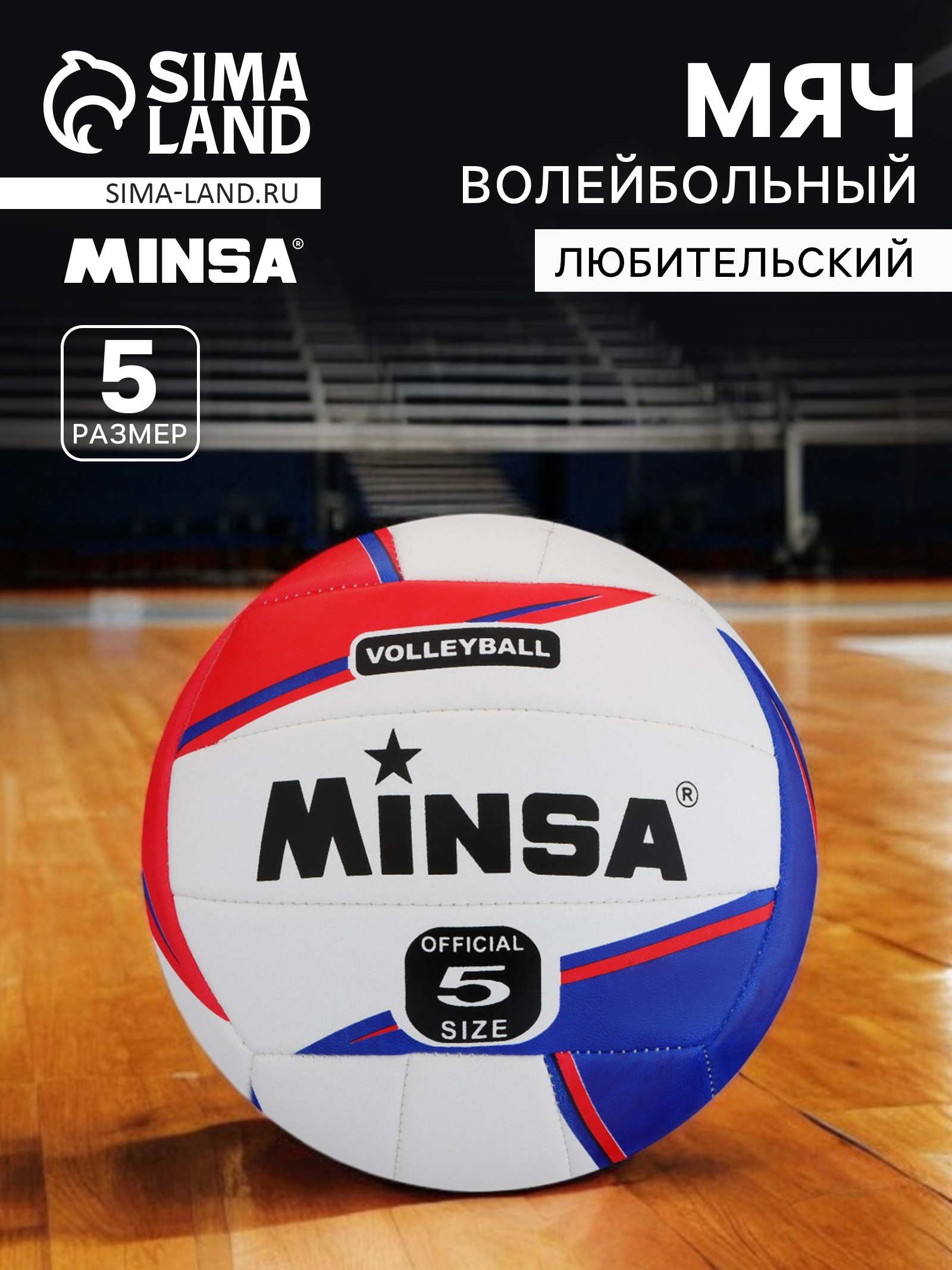 Мяч волейбольный MINSA, TPU, машинная сшивка, 18 панелей, р. 5 (634895 ...