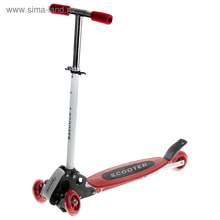 Самокат стальной OT-016, три колеса PVC, d=90 мм, цвет красный, до 50 кг - Фото 1