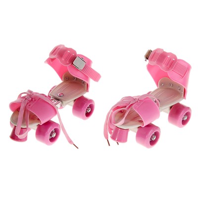 Ролики для обуви раздвижные, размер 16-21 см, колеса РVC d = 45 мм, цвет розовый