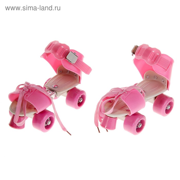 Ролики для обуви раздвижные, размер 16-21 см, колеса РVC d = 45 мм, цвет розовый - Фото 1