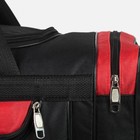 Сумка дорожная, 3 отдела на молниях, наружный карман, длинный ремень, цвет чёрный/красный - Фото 3