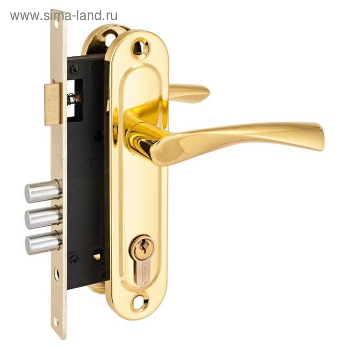 Замок врезной с/руч. Апекс 1523/60-G, цвет золото, м/о 70 мм
