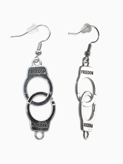 Серьги металл «Наручники», цвет чернёное серебро