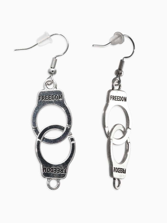Серьги металл «Наручники», цвет чернёное серебро