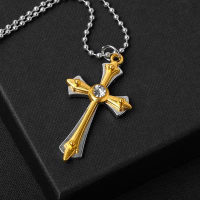 Кулон унисекс «Крест» острые углы, цвет серебряно-золотой, 47 см