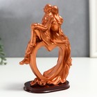 Фигурка полистоун «Влюблённые на сердце», под золото с красным, 15.5×10.5×6 см - фото 23177302