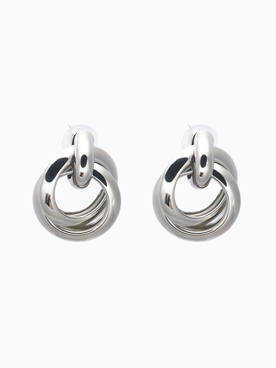 Серьги металл «Геометрия» круги на кольце, цвет серебро