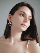 Серьги металл «Геометрия» круги на кольце, цвет серебро - Фото 7