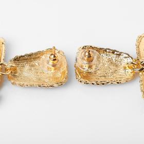 Серьги металл «Карибы» квадрат, цвет золото