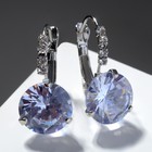 Серьги со стразами «Циркония» love you, голубые в серебре - Фото 4