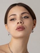 Серьги со стразами «Циркония» love you, голубые в серебре - Фото 2
