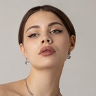 Серьги со стразами «Циркония» love you, голубые в серебре - Фото 2