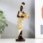 Сувенир полистоун подсвечник "Африканка в бежевом платье с золотом" МИКС 14,5х4,7х3,3 см - фото 320141022