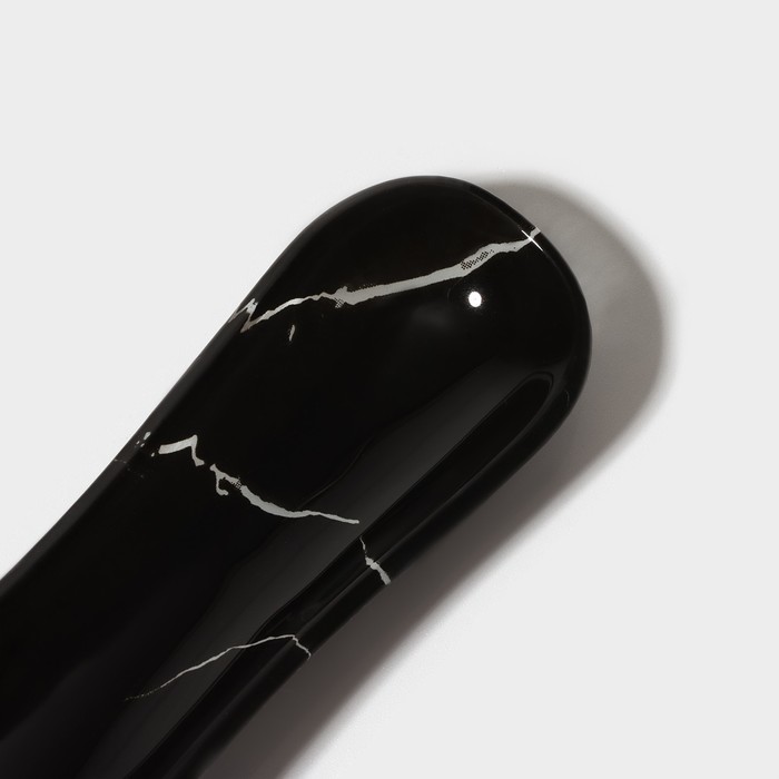 Подставка стеклянная под ложку Доляна «Марбл чёрный», 23,5×8,3×1,5 см - фото 1908601841