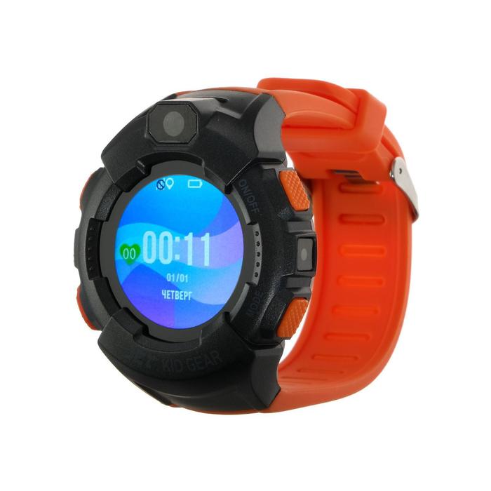 Смарт-часы Jet KID GEAR, детские цветной дисплей 1.44" SIM-карта, камера, оранжево-серые - Фото 1