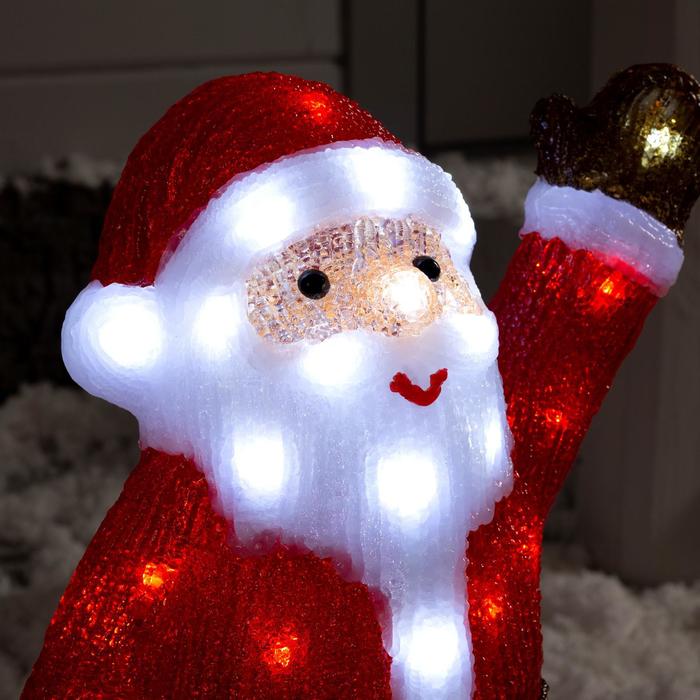 Светодиодная фигура «Приветливый Дед Мороз» 22 × 30 × 20 см, акрил, 40 LED, 220 В, свечение белое - фото 1907143525