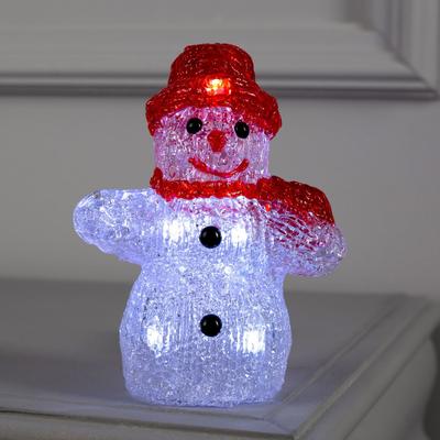Светодиодная фигура «Снеговичок» 7 × 15 × 7 см, акрил, 8 LED, батарейки ААх2 (не в комплекте), свечение белое
