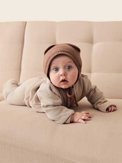 Костюм для девочки вязаный «Крошка Я. Мишка», рост 80-86 см, бежевый