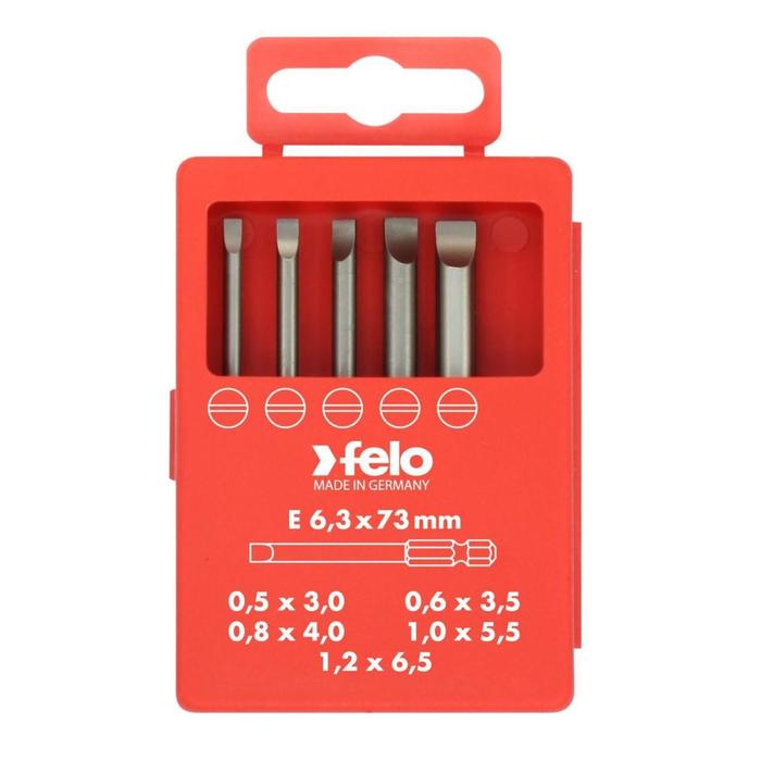 Набор бит Felo 03091716, серия Industrial, SL 0.5-1.2, 73 мм, в кейсе, 5 шт.