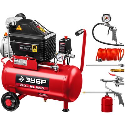 Компрессор «ЗУБР» КПМ-240-24 Н6, воздушный, масляный, 1500 Вт, 2850 об/мин, 24 л, 240 л/мин