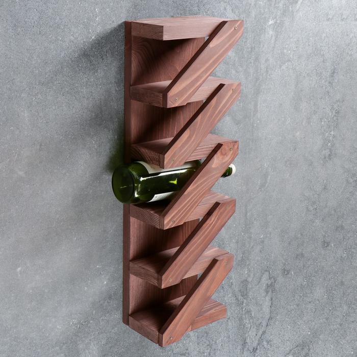 Полка винная «Зигзаг», тёмная, 18.5×11×57 см - Фото 1