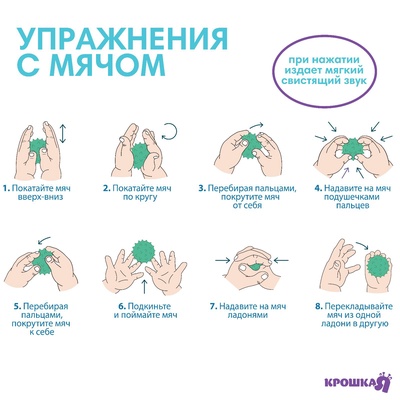 Развивающие тактильные мячики Крошка Я «Цвета и формы», с пищалкой, в наборе 6 шт.