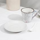 Набор чайный керамический на металлической подставке «Мрамор», 6 предметов: 2 чашки 200 мл, 2 блюдца d=14 см, 2 ложки - Фото 3