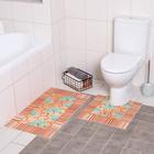 Набор ковриков для ванны и туалета «Листья бежевые», 2 шт: 50×50, 50×85 см - Фото 1
