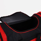 Сумка дорожная, 3 отдела на молниях, наружный карман, длинный ремень, цвет чёрный/красный - Фото 3