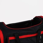 Сумка дорожная, 3 отдела на молниях, наружный карман, длинный ремень, цвет чёрный/красный - фото 21126173