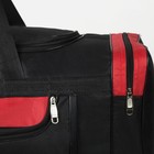 Сумка дорожная, 3 отдела на молниях, наружный карман, длинный ремень, цвет чёрный/красный - фото 21126198